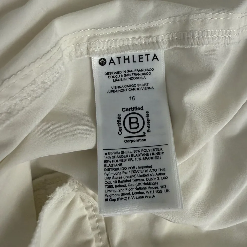 Athleta Women's Size 16 Cream Vienna Cargo Skort Tennis Golf Athleisure Active